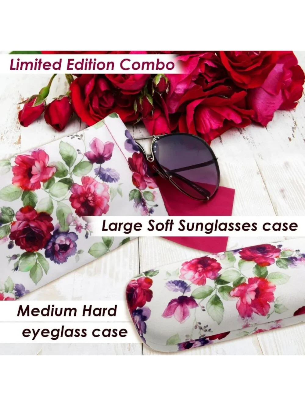 Stylish Hard Shell Eyeglass Case | Protective Glasses Case with Pouch & Cloth